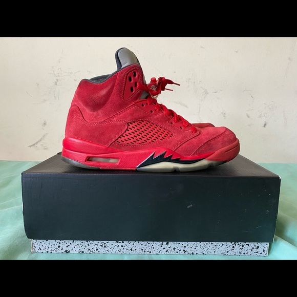Jordan 5 Red Suede - Picture 1 of 8